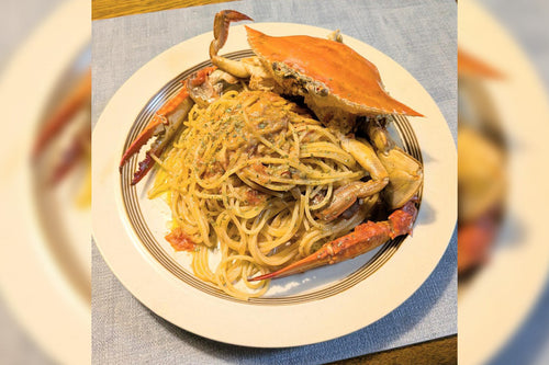 ワタリガニの濃厚トマトクリームパスタ