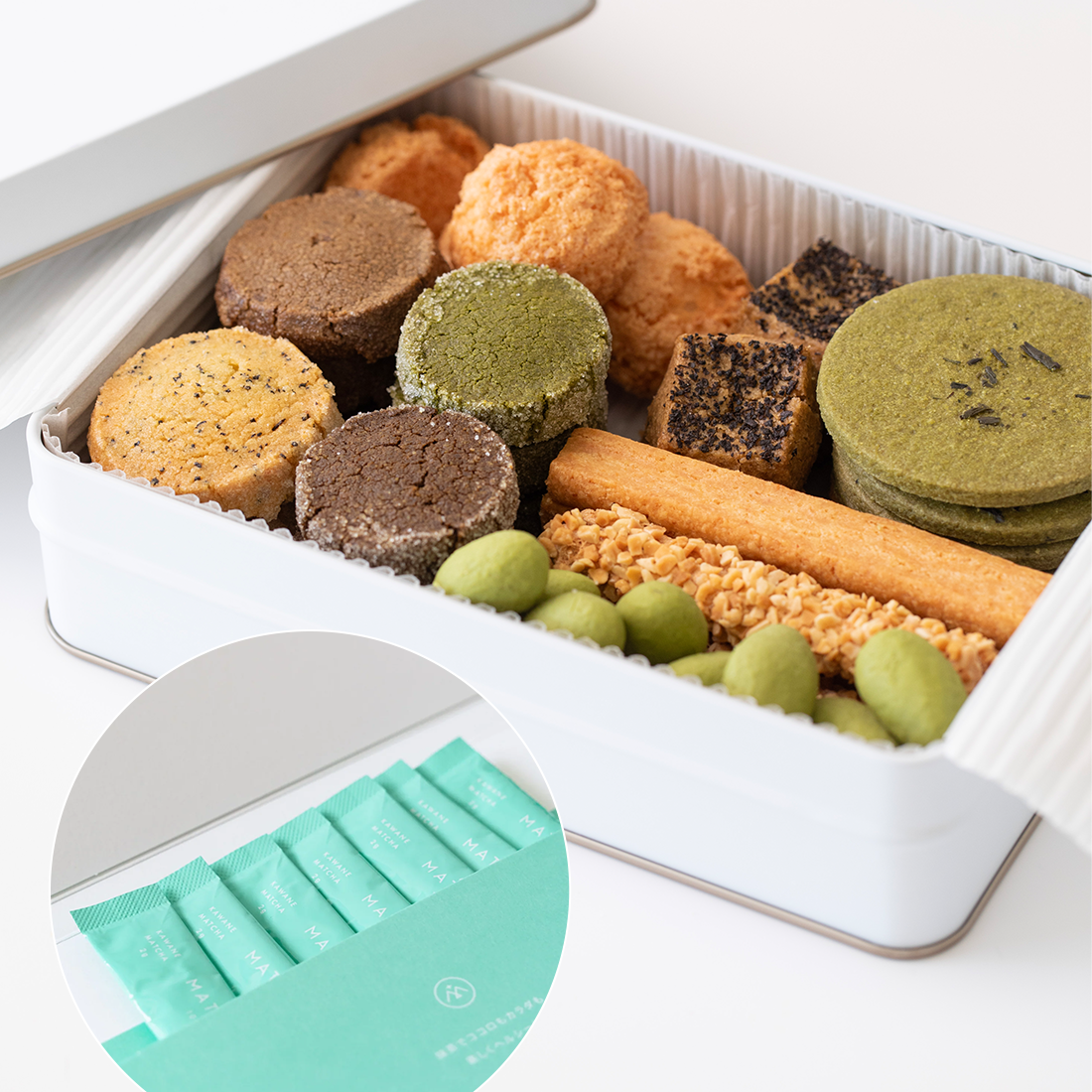【初回出荷日9/12（金）】抹茶クッキー缶・スティックタイプ有機川根抹茶（2g×7本）セット【塚田悠也氏（ELEGRANT U）コラボ商品】