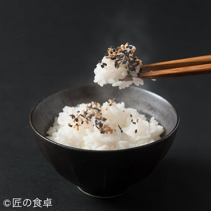 [2025 New Harvest] Sweet and delicious "Hinohikari" rice 3kg + completely sun-dried saltSeihachi 】20g + Salted kelp, sesame salted kelp, simmered kelp, black sesame salt, sansho pepper kelp【Enjiro 】set